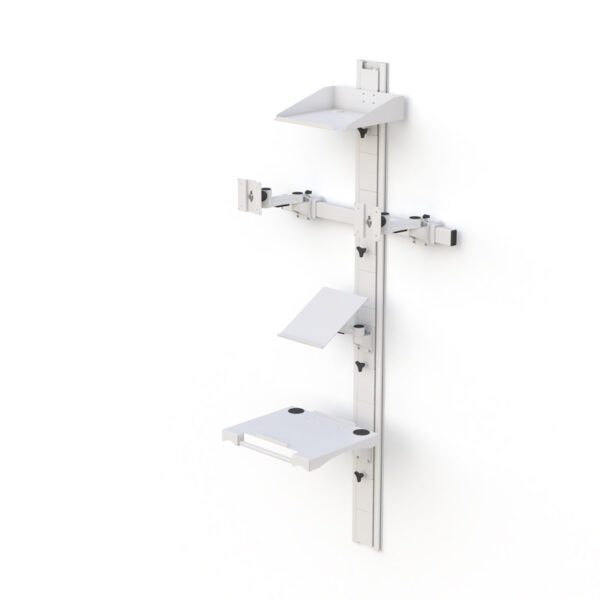 Rear angle of wall-mounted setup with CPU holder and secure locking basket