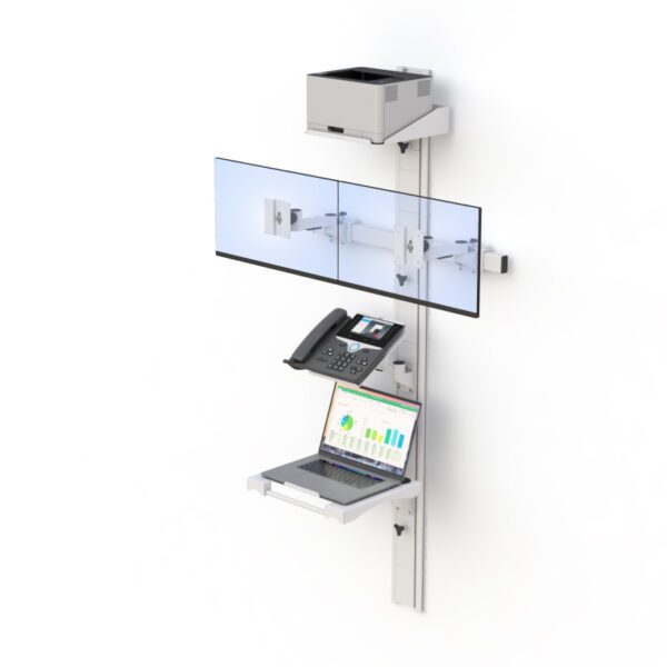 Wall Track-Mounted Dual-Monitor Computer Workstation - Image 3