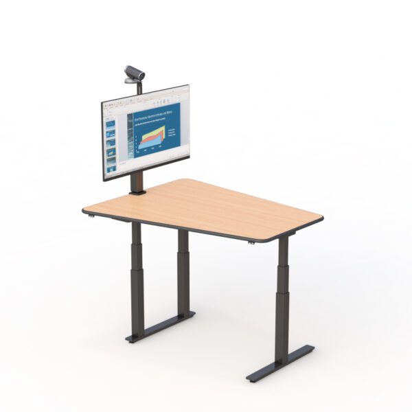 Omnivision adjustable huddle table with monitor mount for ergonomic meetings