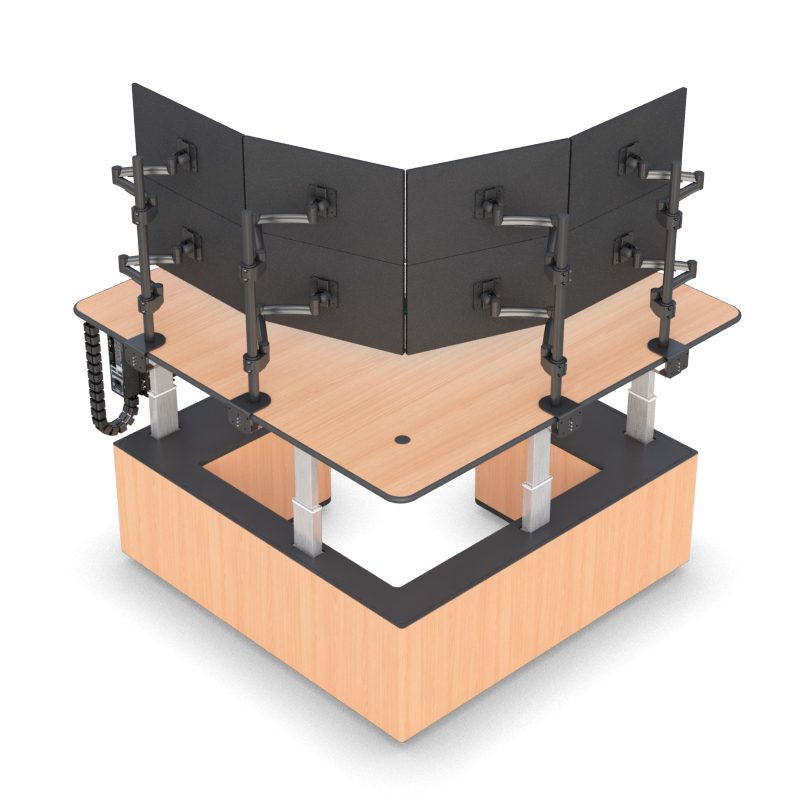 Corner Dual-Tier Multi-Monitor Workstation – Adjustable Ergonomic Desk for 8 Monitors - Image 3