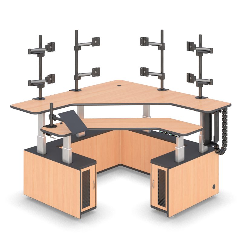 Corner Dual-Tier Multi-Monitor Workstation – Adjustable Ergonomic Desk for 8 Monitors - Image 4