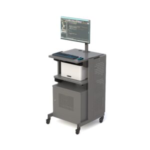 Height-Adjustable Mobile IT Workstation Cart