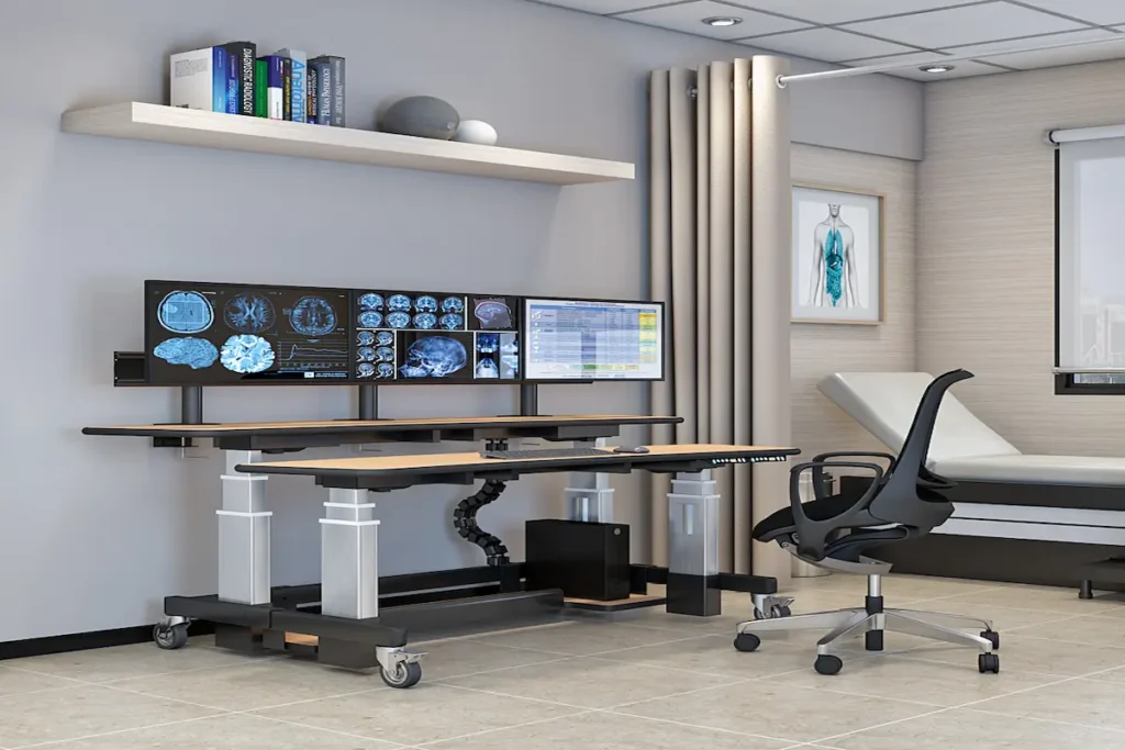 Custom industrial workspace workstation designed for manufacturing operations at AFC Industries