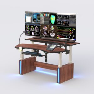 Dual-Tier Height Adjustable Radiology Reading Desk with Six Monitor Arms