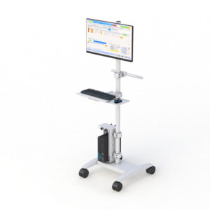 Mobile Computer Workstation with Single Monitor Mount and CPU Holder