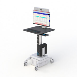 Mobile Telehealth Workstation with Webcam Mount, Monitor Mount, and CPU Holder