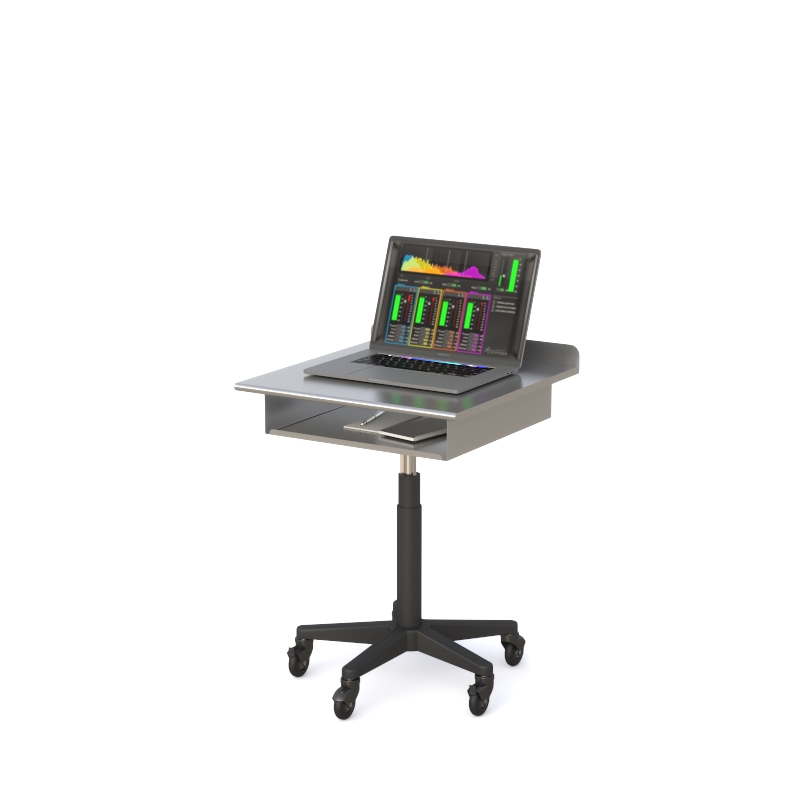 Pneumatic Height Adjustable Mobile Laptop Cart with Metal Work Surface 2 Pneumatic Height Adjustable Mobile Laptop Cart with Metal Work Surface - Image 2