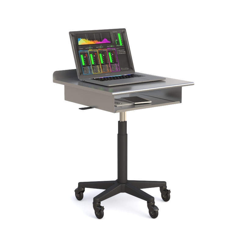 Pneumatic Height Adjustable Mobile Laptop Cart with Metal Work Surface 3 Pneumatic Height Adjustable Mobile Laptop Cart with Metal Work Surface - Image 3