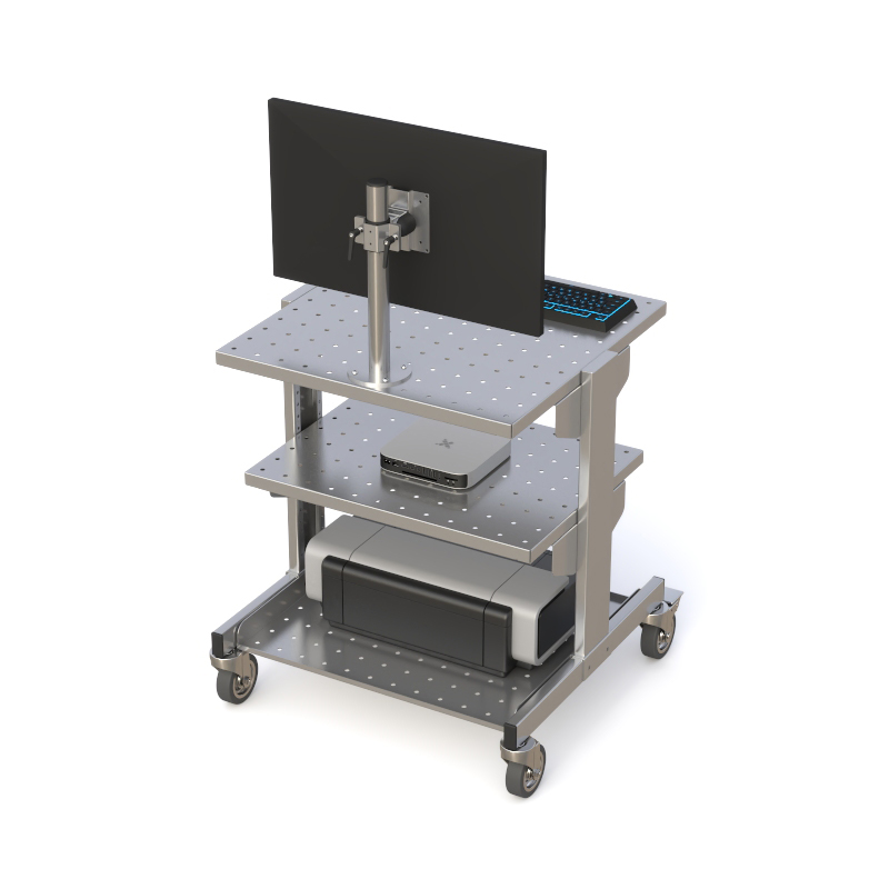 Compact Perforated Cleanroom Computer Workstation Cart 2 Compact Perforated Cleanroom Computer Workstation Cart - Image 2