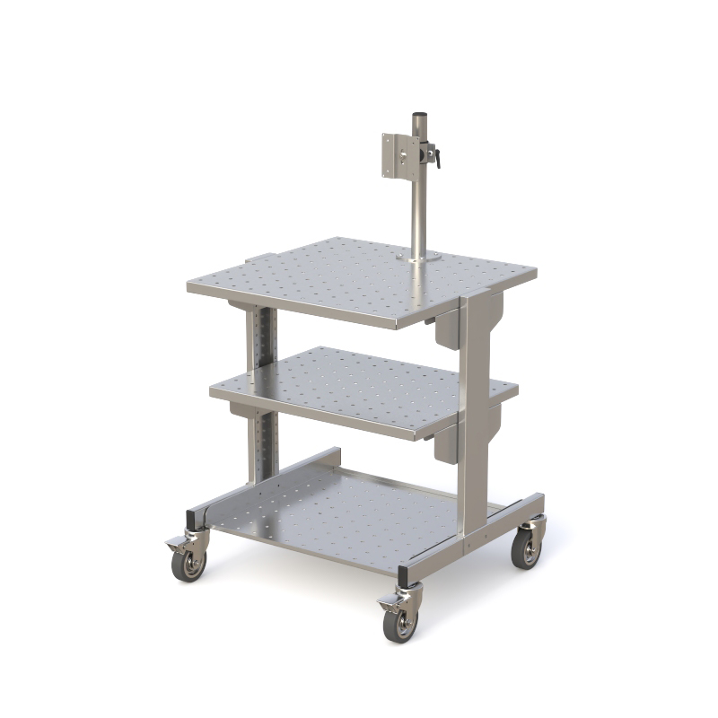 Compact Perforated Cleanroom Computer Workstation Cart 3 Compact Perforated Cleanroom Computer Workstation Cart - Image 3