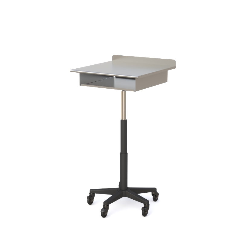 Pneumatic Height Adjustable Mobile Laptop Cart with Metal Work Surface 5 Pneumatic Height Adjustable Mobile Laptop Cart with Metal Work Surface - Image 5