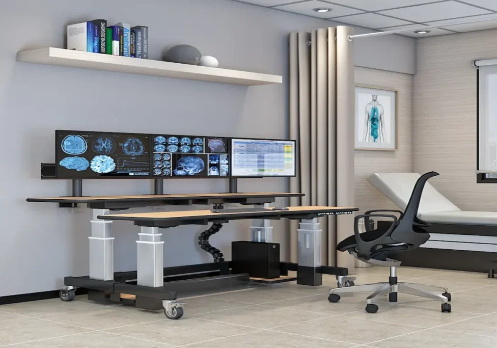 Custom industrial workspace workstation designed for manufacturing operations at AFC Industries