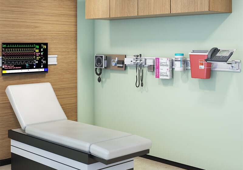 hospital room wall mounted horizontal track systems